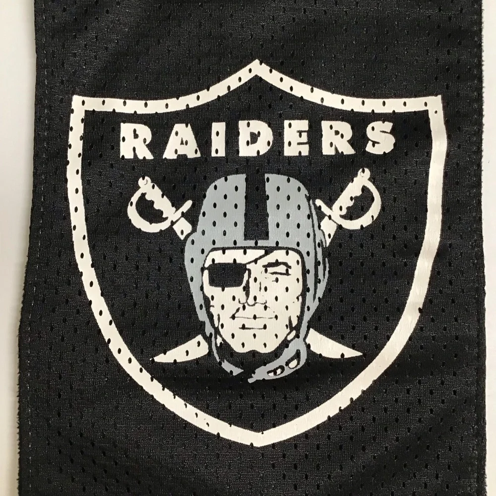 NFL Raiders Football Neck Scarf Muffler Black Fleece Zip Pocket Licensed Vintage